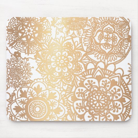 Elegant Gold Floral Mandala Pattern Muismat (Voorkant)