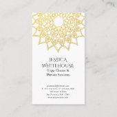 Elegant Gold Floral Mandala Yoga Instructor Visitekaartje (Achterkant)