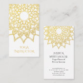 Elegant Gold Floral Mandala Yoga Instructor Visitekaartje (Voorkant / Achterkant)