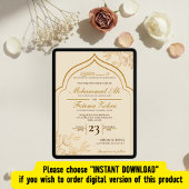 Elegant Gold Floral Masjid Muslim Wedding Nikah In Kaart