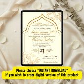 Elegant Gold Floral Masjid Muslim Wedding Nikah In Kaart