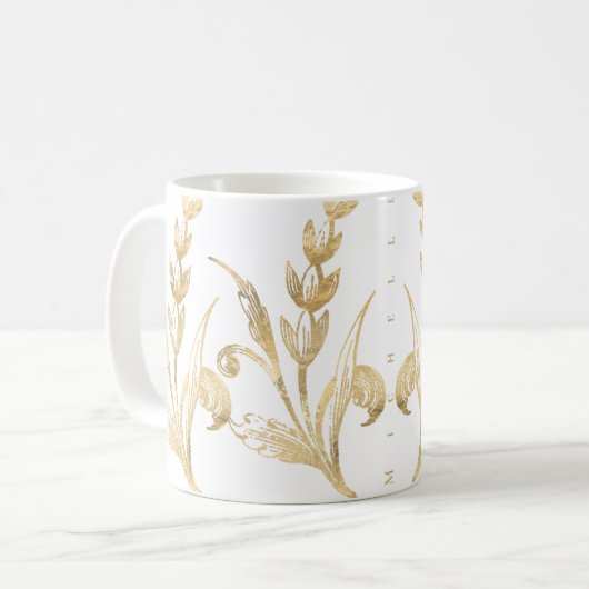 Elegant Gold Floral - Mok op maat van gepersonalis (Voorkant links)