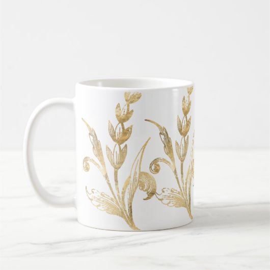 Elegant Gold Floral - Mok op maat van gepersonalis (Links)