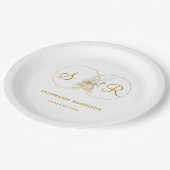 Elegant Gold Floral Monogram Graduation Party Papieren Bordje (Gekanteld)