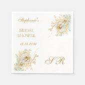 Elegant Gold Floral Monogram Logo Vrijgezellenfees Servet (Voorkant)