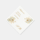 Elegant Gold Floral Monogram Logo Vrijgezellenfees Servet (Hoek)