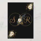 Elegant Gold Floral Monogram Name Initiaal Wedding Menu (Achterkant)