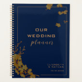 Elegant Gold Floral Navy Blue Wedding Planner (Voorkant)