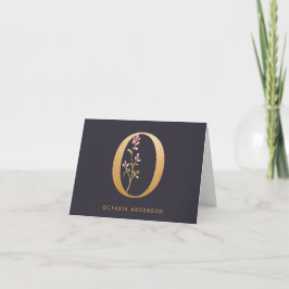 Elegant Gold Floral o Monogram Chic op persoonlijk Notitiekaartje