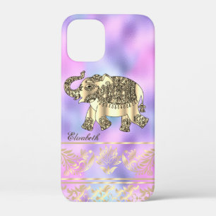 Elegant Gold Floral, olifant, holografisch Case-Mate iPhone Case