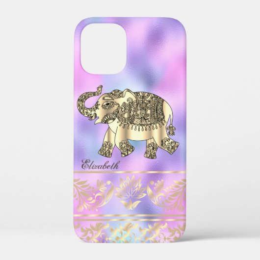 Elegant Gold Floral, olifant, holografisch Case-Mate iPhone Case (Achterkant)