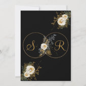 Elegant Gold Floral op Black Monogram Weddenschap Save The Date (Achterkant)