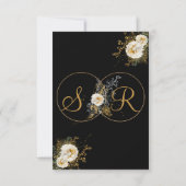 Elegant Gold Floral op zwart monogram Kaart (Achterkant)