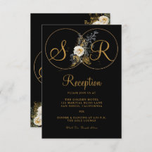 Elegant Gold Floral op zwart monogram