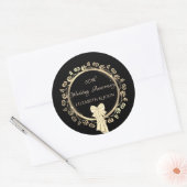 Elegant Gold Floral Ornament, Bow Jubileum Ronde Sticker (Envelop)