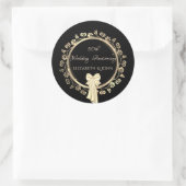 Elegant Gold Floral Ornament, Bow Jubileum Ronde Sticker (Tas)