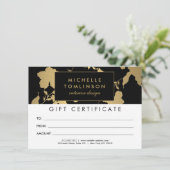 Elegant Gold Floral Pattern Black Cadeaubon (Staand voorkant)