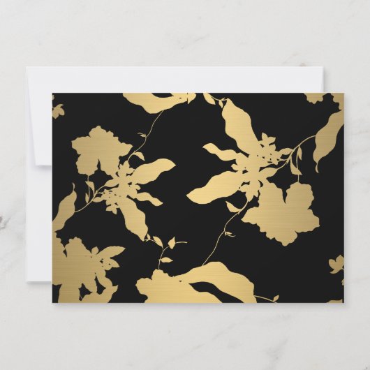 Elegant Gold Floral Pattern Black Cadeaubon (Achterkant)