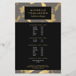 Elegant Gold Floral Pattern Grey Designer Flyer