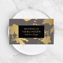 Elegant Gold Floral Pattern Grey Designer