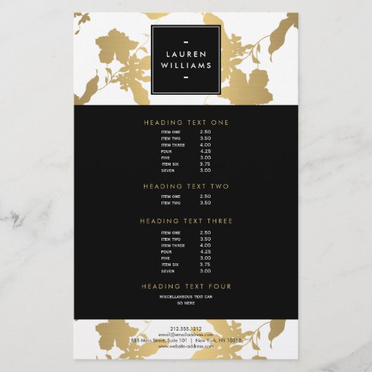 Elegant Gold Floral Pattern on White II Flyer (Voorkant)