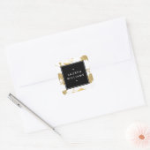 Elegant Gold Floral Pattern on White II Vierkante Sticker (Envelop)