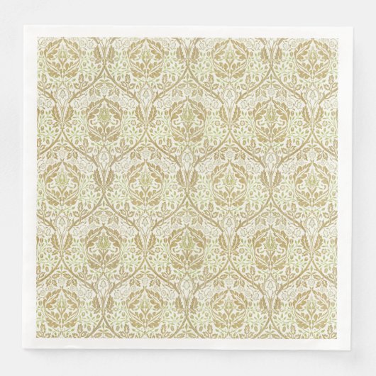 Elegant Gold Floral Pattern Servet (Voorkant)