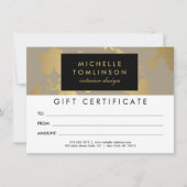 Elegant Gold Floral Pattern Tan Gift Certificate (Voorkant)