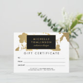 Elegant Gold Floral Pattern White Cadeaubon (Staand voorkant)