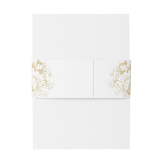 Elegant Gold Floral Peony Wedding Monogram Uitnodigingen Wikkel (Achterkant Voorbeeld)