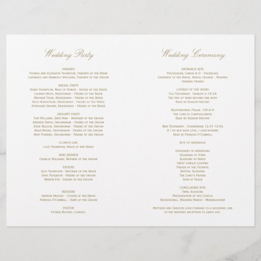 Elegant Gold Floral Peony Wedding Programs (Achterkant)