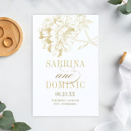 Elegant Gold Floral Peony Wedding Programs