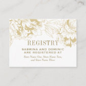 Elegant Gold Floral Peony Wedding Registry Informatiekaartje (Voorkant)