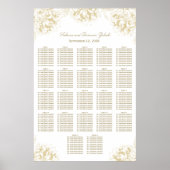 Elegant Gold Floral Peony Wedding Seating Seating Poster (Voorkant)