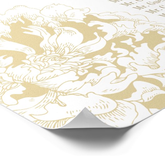 Elegant Gold Floral Peony Wedding Seating Seating Poster (Hoek)