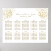 Elegant Gold Floral Peony Wedding Seating Seating Poster (Voorkant)