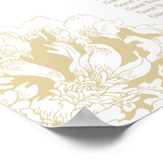 Elegant Gold Floral Peony Wedding Seating Seating Poster (Hoek)