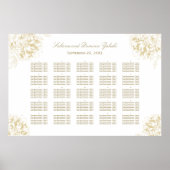 Elegant Gold Floral Peony Wedding Seating Seating Poster (Voorkant)