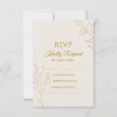 Elegant Gold Floral QR Code Wedding RSVP Card (Voorkant)