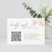 Elegant Gold Floral QR code Wedding RSVP Cards Kaartje (Staand voorkant)