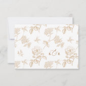 Elegant Gold Floral QR code Wedding RSVP Cards Kaartje (Achterkant)