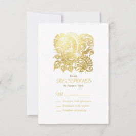 Elegant Gold Floral Response Kaart