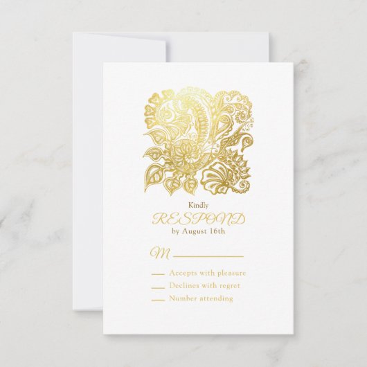 Elegant Gold Floral Response Kaart (Voorkant)