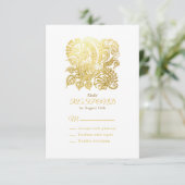 Elegant Gold Floral Response Kaart (Staand voorkant)