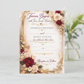 Elegant Gold Floral Romantic Wedding Invitation Kaart (Staand voorkant)