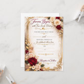 Elegant Gold Floral Romantic Wedding Invitation Kaart (Voorkant / Achterkant in situ)