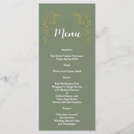 Elegant Gold Floral Sage Green Wedding  Menu