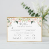 Elegant Gold Floral Script Wedding RSVP (Staand voorkant)