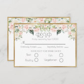 Elegant Gold Floral Script Wedding RSVP (Voorkant / Achterkant)
