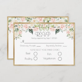 Elegant Gold Floral Script Wedding RSVP